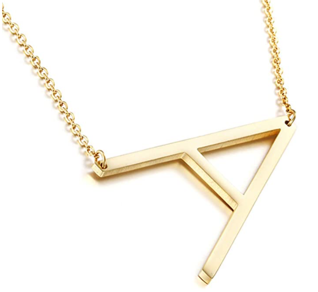 Sideways initial necklace